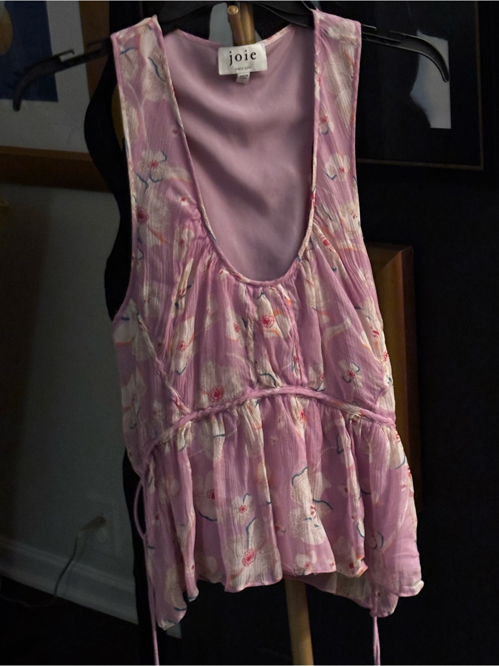 Joie Pink Floral Sleeveless Peplum Top